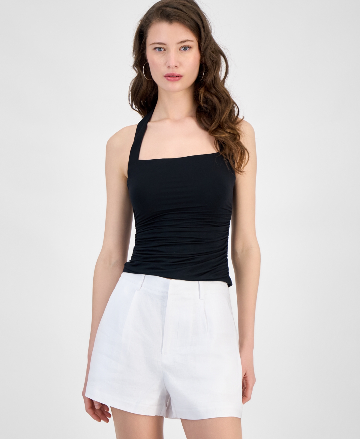 GUESS WOMEN'S NORA SHIRRED HALTER TANK TOP 
