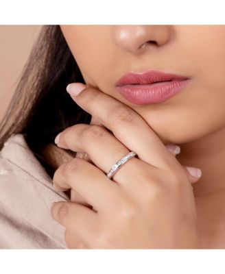 Cubic Zirconia Thin Stackable CZ Channel Set Eternity Band Ring .925 Sterling Silver 3MM