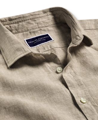 Men's Slim Fit Long Sleeve Linen Button-Front Shirt