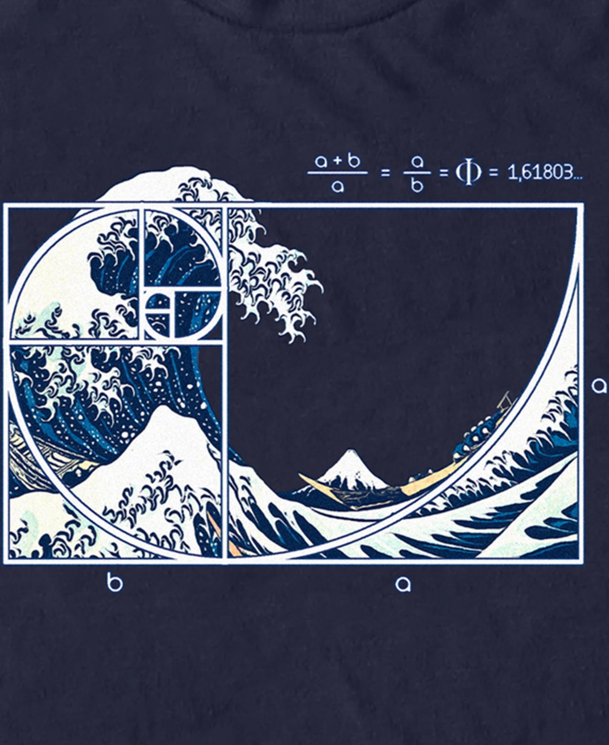 Design By Humans Men's The Great Fibonacci Wave Short Sleeve T-shirt In Navy