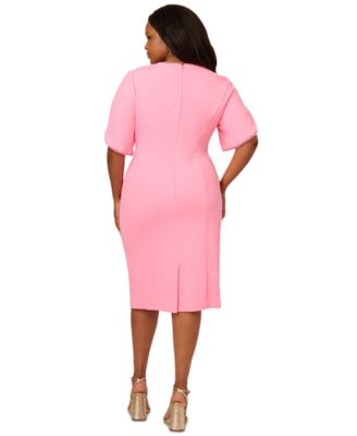Plus Imitation Pearl-Trim Crepe Sheath Dress