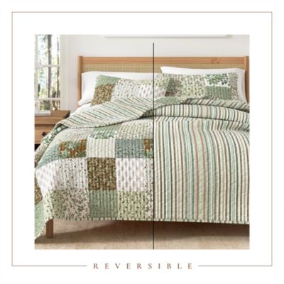 All Season Floral Stitched Quilt Set with Shams