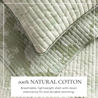 Cotton Stitched Reversible Floral 3 Piece Quilt and Sham Set