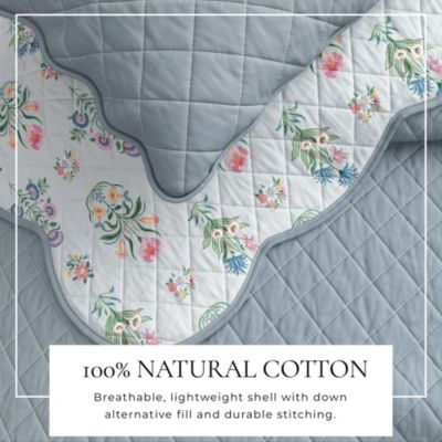 Cotton Stitched Reversible Floral 3 Piece Quilt and Sham Set