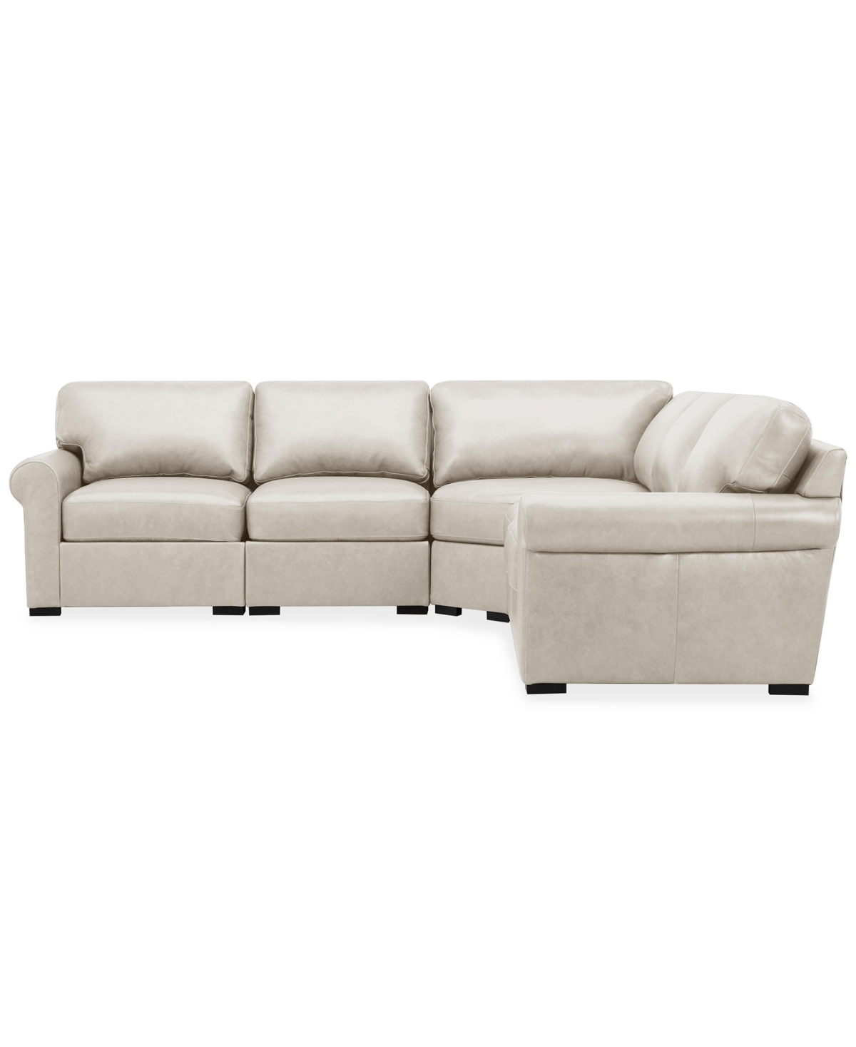 Macy's Radley Roll Arm 117" 4-pc. Leather Wedge Corner L Sectional, Exclusively At