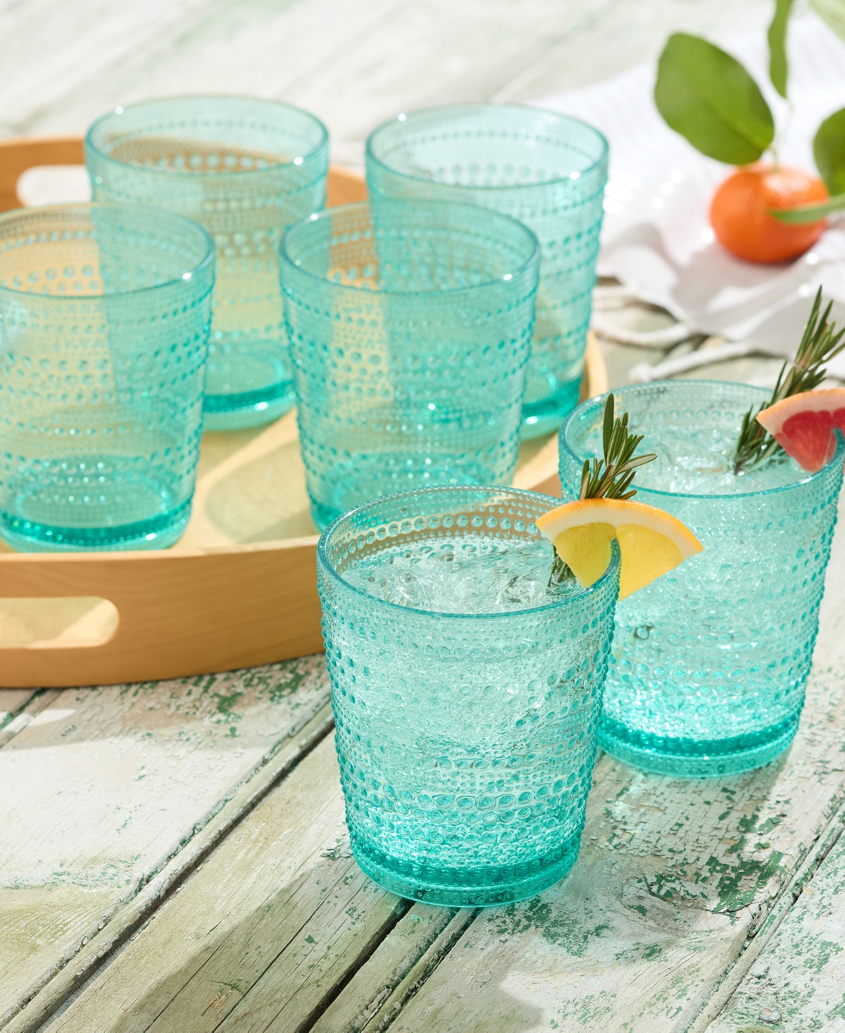 Certified International Set Of 6 Santa Fe 22oz Acrylic Ice Tea Glasses In Teal