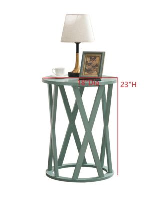Emma Side End Table - Modern Round Farmhouse Accent Table - Side Table for Living Room, Bedroom, Office