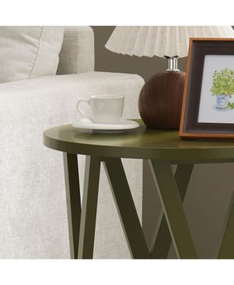 Emma Side End Table - Modern Round Farmhouse Accent Table - Side Table for Living Room, Bedroom, Office