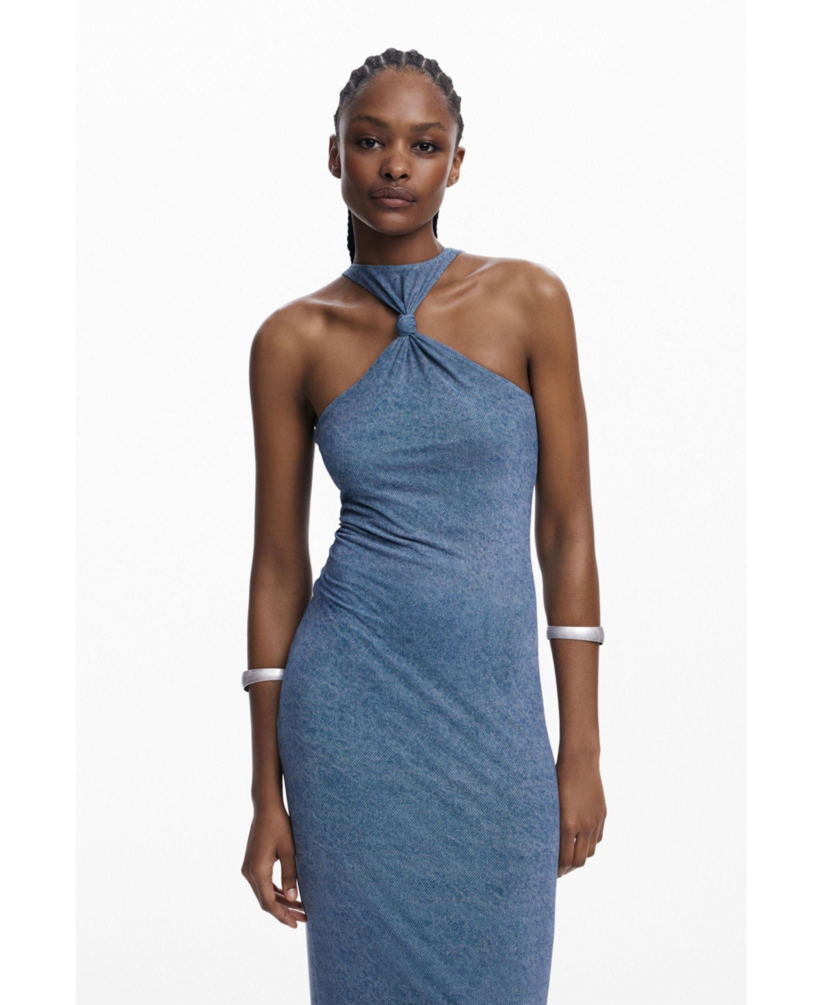 DESIGUAL WOMEN'S KNOT FITTED MIDI DRESS 