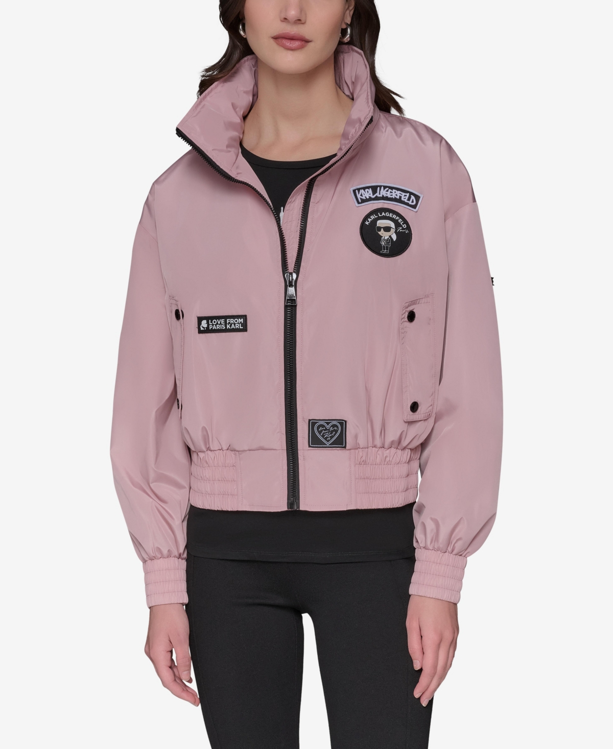 Women's Logo Collar Bomber - Blush