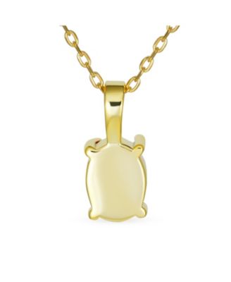 Oval Created Opal Solitaire Pendant Necklace in Rose Gold Sterling Silver