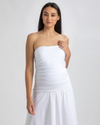 Maternity Strapless Side Ruching Poplin and Jersey Coco Dress