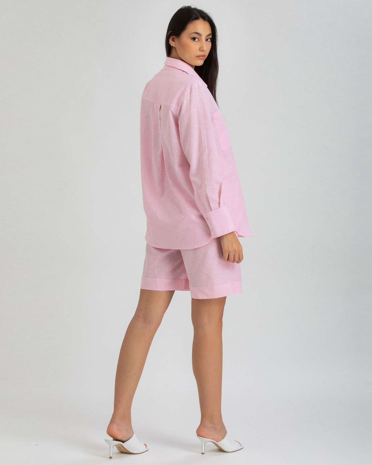 Женская блузка PIETRO BRUNELLI MILANO Classic Fit Linen-Blend with Pockets Dafne, цвет: Candyfloss — фото 5