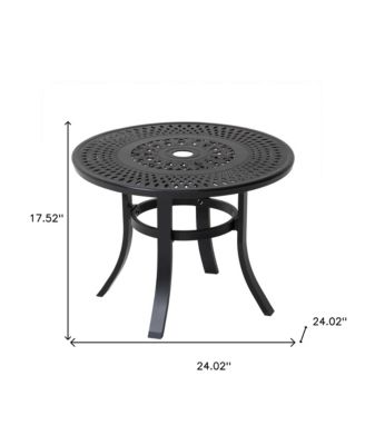 Rounded Metal Bistro Table with Umbrella Hole – Outdoor Dining Table for Patio
