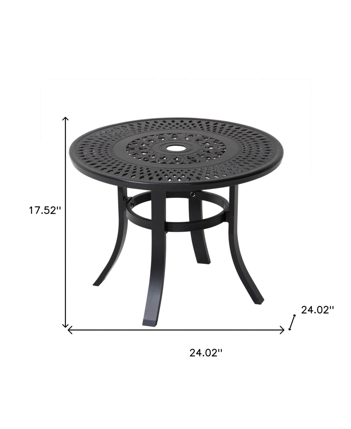 Rounded Metal Bistro Table with Umbrella Hole – Outdoor Dining Table for Patio