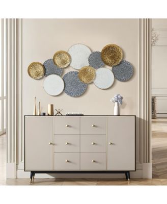48-In Wide Connected Circles Metal Wall Decor Sculpture
