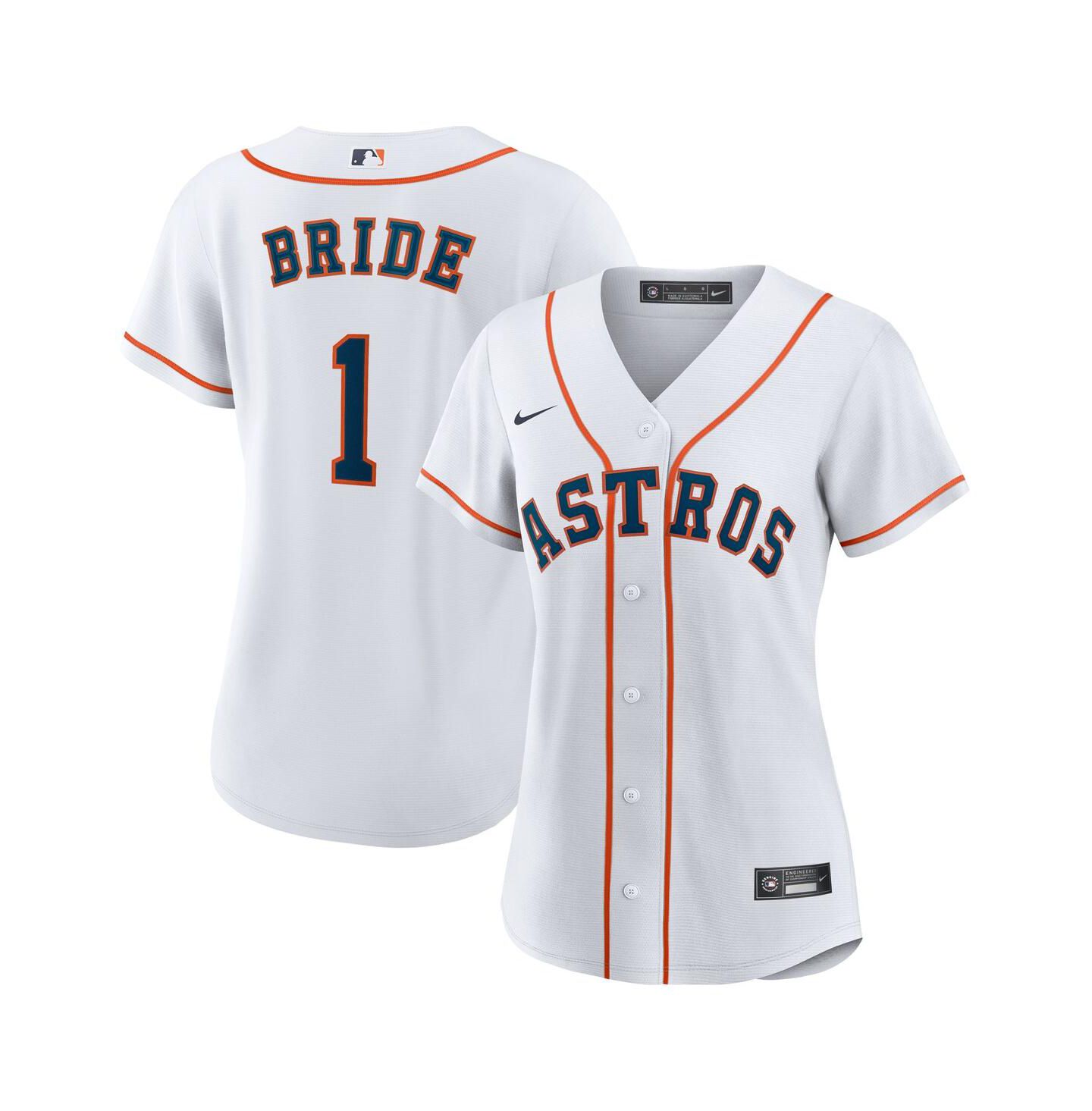 Женский топ Nike White Houston Astros 1 Bride Home Replica Jersey — фото 1