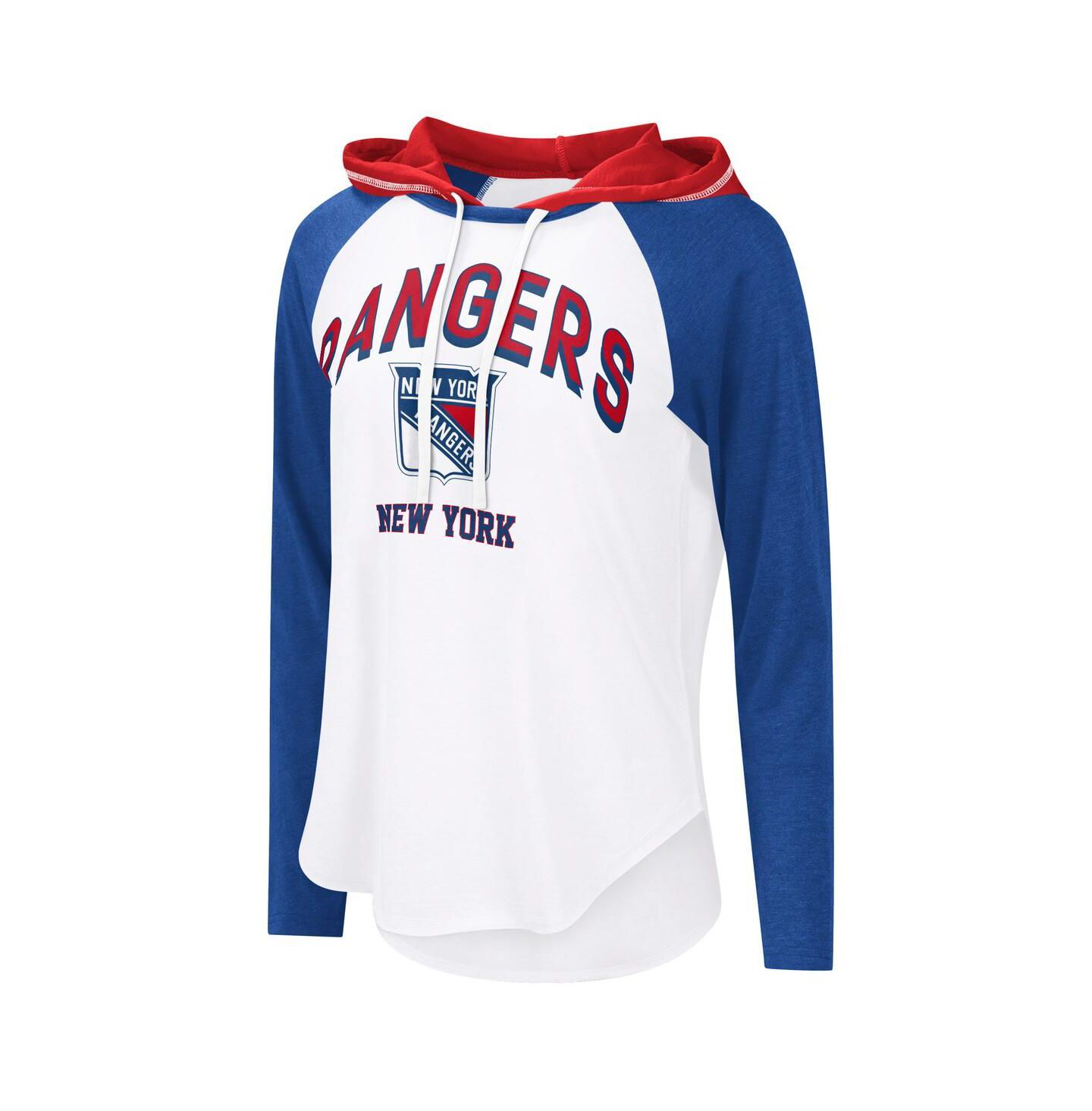 Женское худи G-III 4Her by Carl Banks White/Royal New York Rangers VIP Raglan Long Sleeve T-Shirt — фото 3