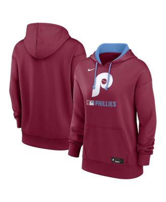 Nike - Women's Burgundy Philadelphia Phillies Authentic Collection Lockup Alternate Logo Performance Pullover Hoodie