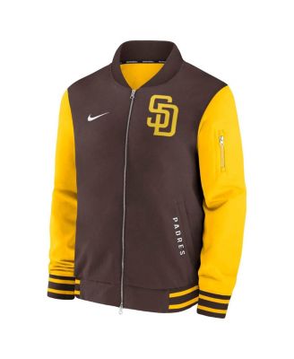 Men's Brown/Gold San Diego Padres Authentic Collection Dugout Full-Zip Bomber Jacket