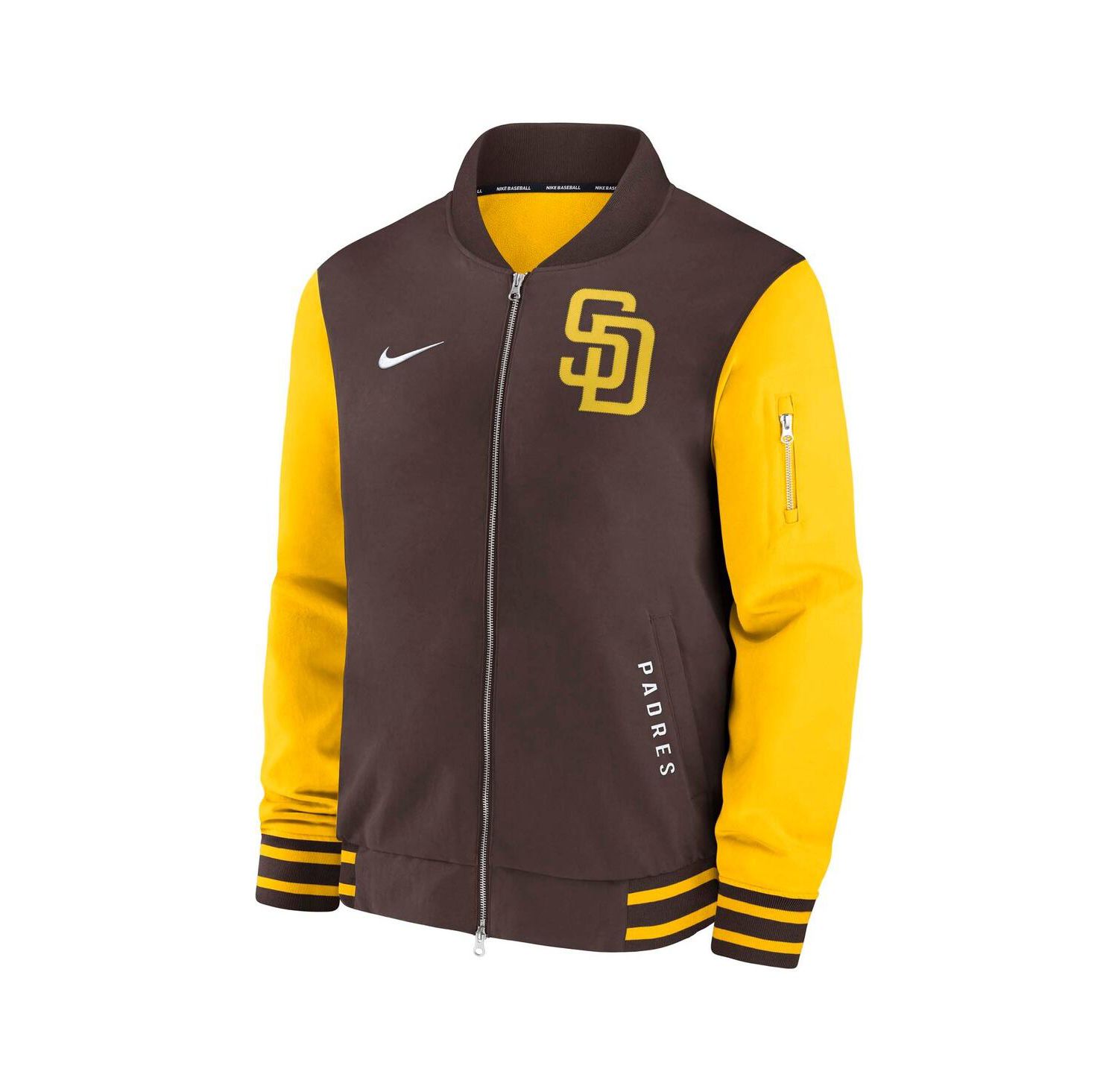 Men's Brown/Gold San Diego Padres Authentic Collection Dugout Full-Zip Bomber Jacket