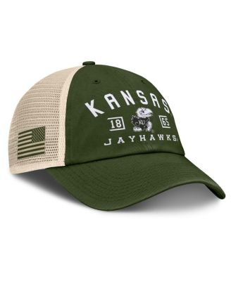 Men's Olive Kansas Jayhawks OHT Military Appreciation Frontier Trucker Adjustable Hat