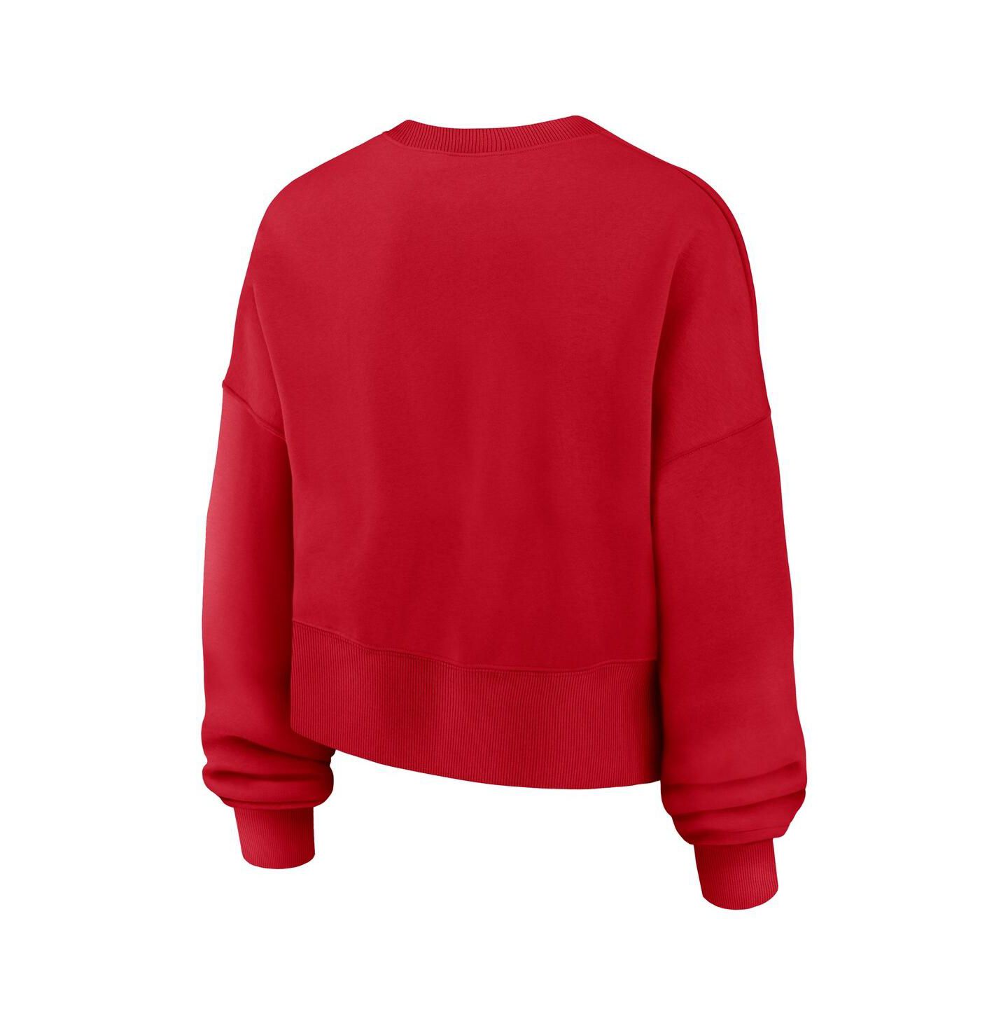 Женская толстовка Nike Red Texas Rangers Oversized Long Sleeve Cropped Pullover — фото 2