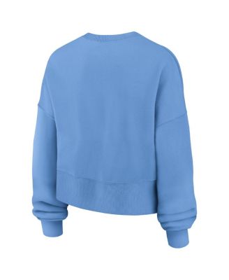 Women's Light Blue St. Louis Cardinals Oversized Long Sleeve Cropped Pullover Sweatshirt