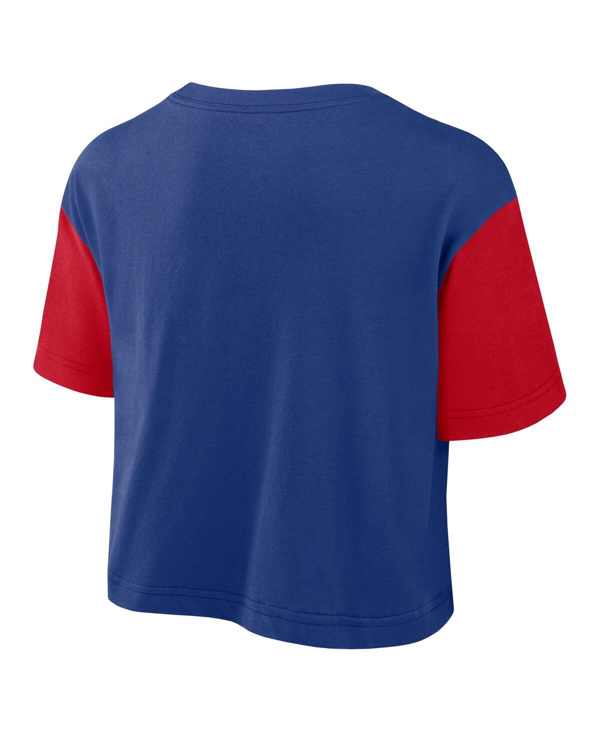 Nike Women's Royal/red Philadelphia Phillies Script Cropped Performance T-shirt In Royal,red
