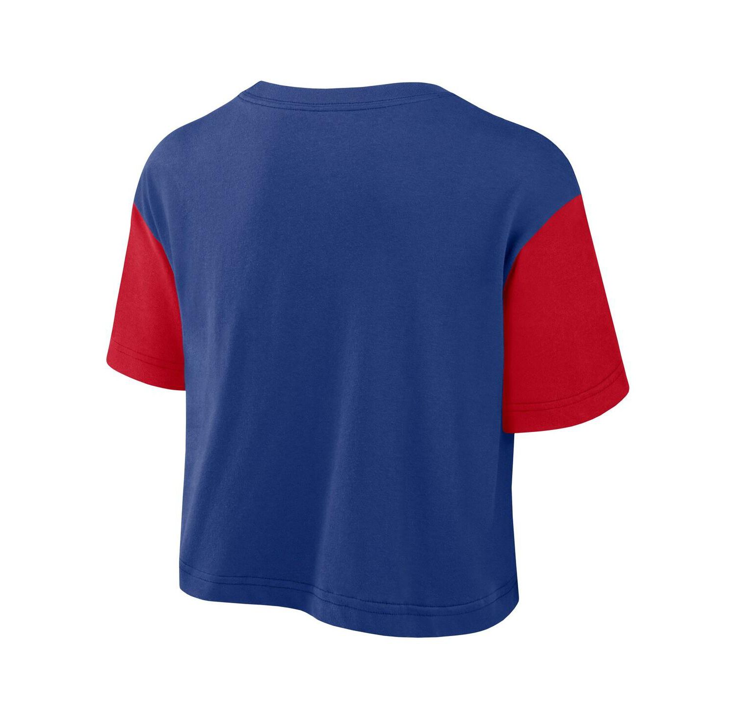 Women's Royal/Red Philadelphia Phillies Script Cropped Performance T-Shirt