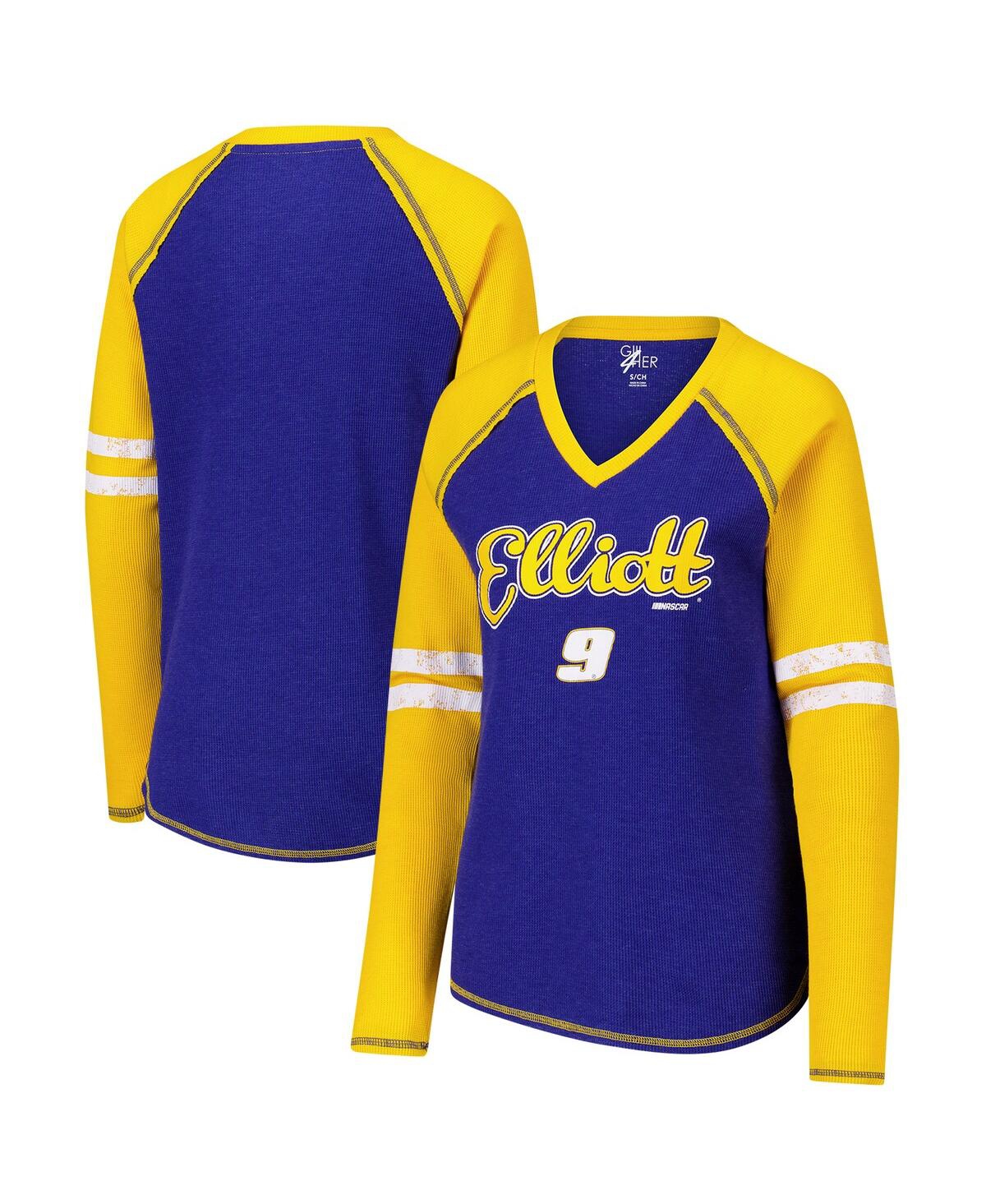 Women's Royal Chase Elliott Winner Tri-Blend V-Neck Long Sleeve T-Shirt - Royal