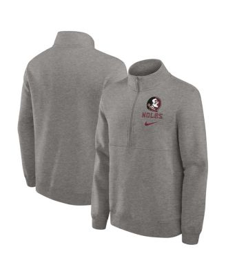 Nike - Men's Heather Gray Florida State Seminoles Primetime Club Half-Zip Sweatshirt