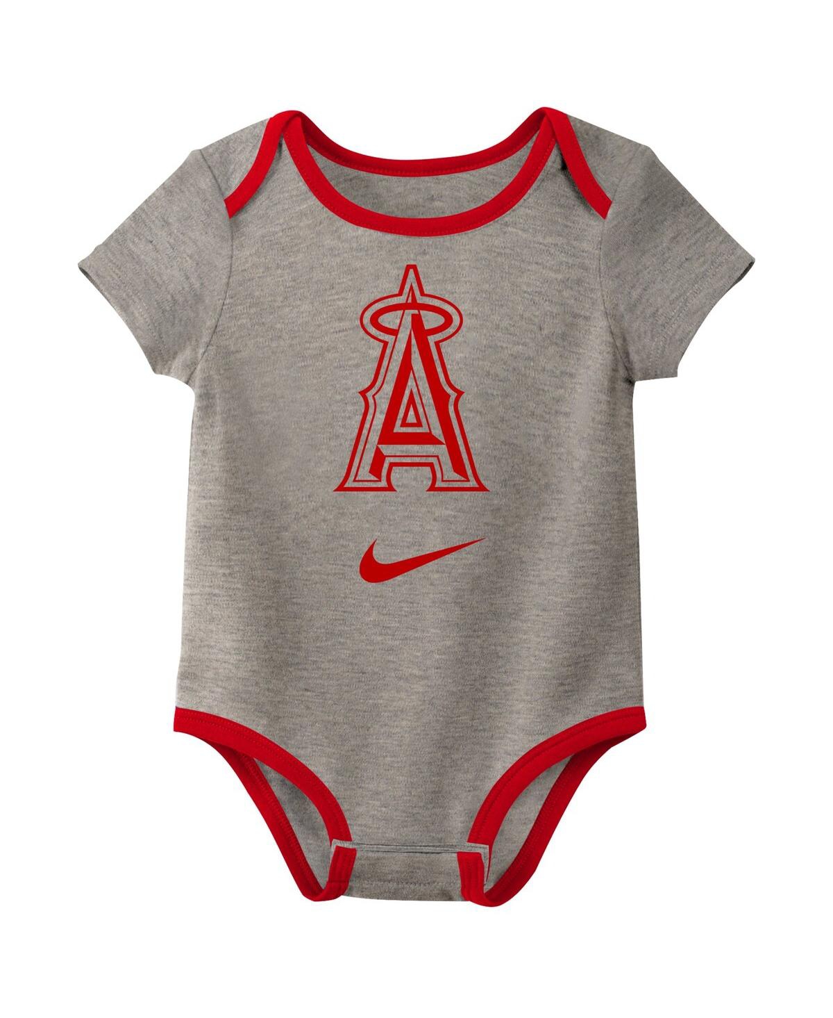 Nike Baby Boys And Girls Los Angeles Angels Authentic Collection Bodysuit, Pack Of 3 In Red