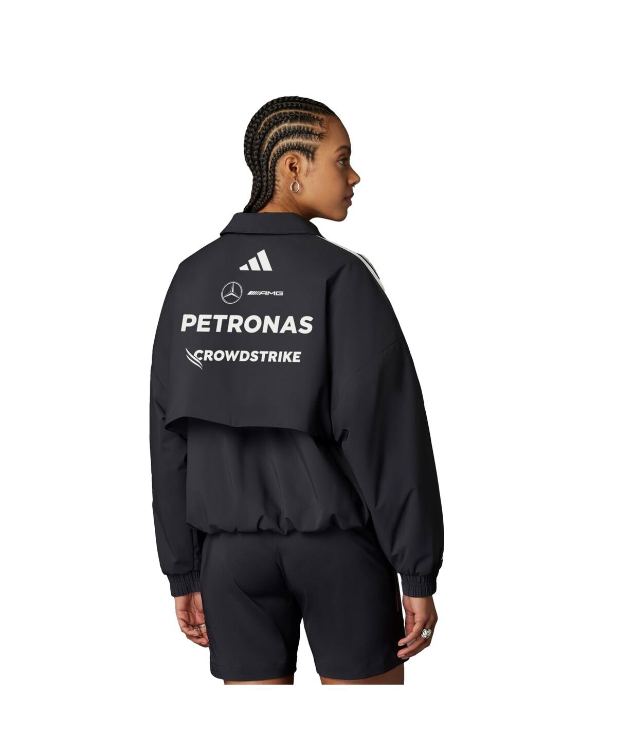 Shop Adidas Originals Women's Black Mercedes-amg Petronas F1 Team Team Wear Loose Full-zip Jacket