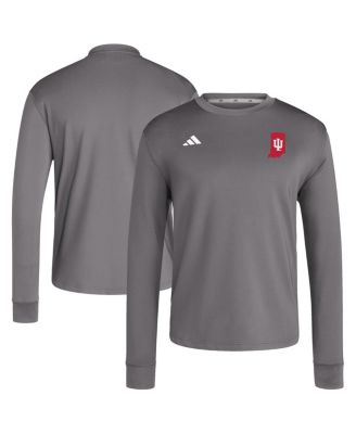 adidas - Men's Gray Indiana Hoosiers Dugout Pullover Sweatshirt