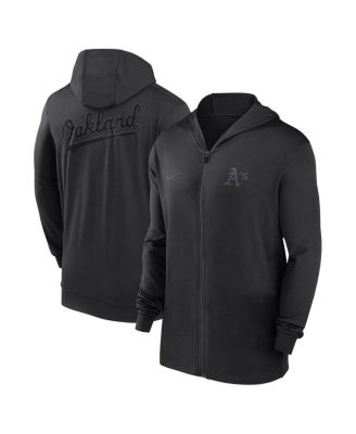 Nike - Men's Black Oakland Athletics Authentic Collection Travel Performance Lightweight Full-Zip Hoodie