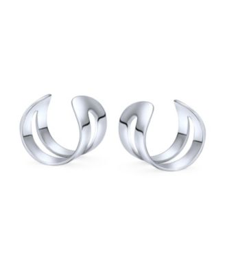 Tiny Modern Geometric Helix Wrap Two Band Ear Cuffs Cartilage Lobe Earrings Plated