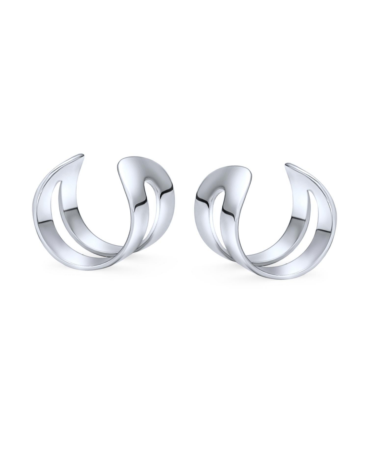 Bling Jewelry Tiny Modern Geometric Helix Wrap Two Band Ear Cuffs Cartilage Lobe Earrings Rose Gold Plated Silver