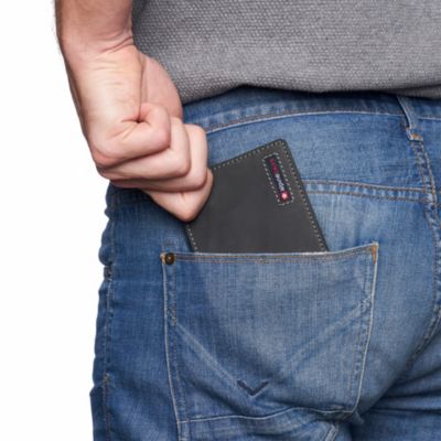 Mens Genuine Leather RFID Safe Bifold Wallet Passcase 2 ID Windows