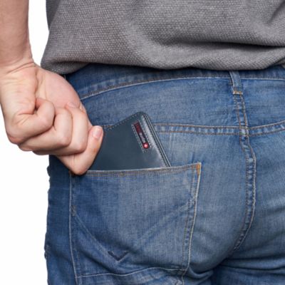 Mens Genuine Leather RFID Safe Bifold Wallet Passcase 2 ID Windows