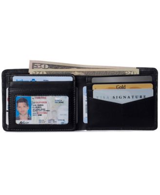 Men's Wallet for Men RFID Protected Leather Wallet Spencer Bifold Divided Bill Section Gift Box 2 ID Windows 14 Card Storage Pockets