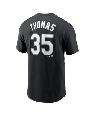 Men's Frank Thomas Black Chicago White Sox Cooperstown Collection Fuse Name Number T-Shirt