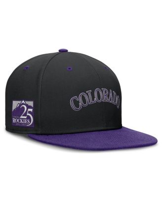 Men's Black/Purple Colorado Rockies 25th Anniversary True Primetime Two-Tone Performance Fitted Hat