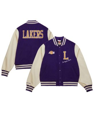 Mitchell & Ness - Men's Purple Los Angeles Lakers Hardwood Classics Varsity Full-Snap Jacket