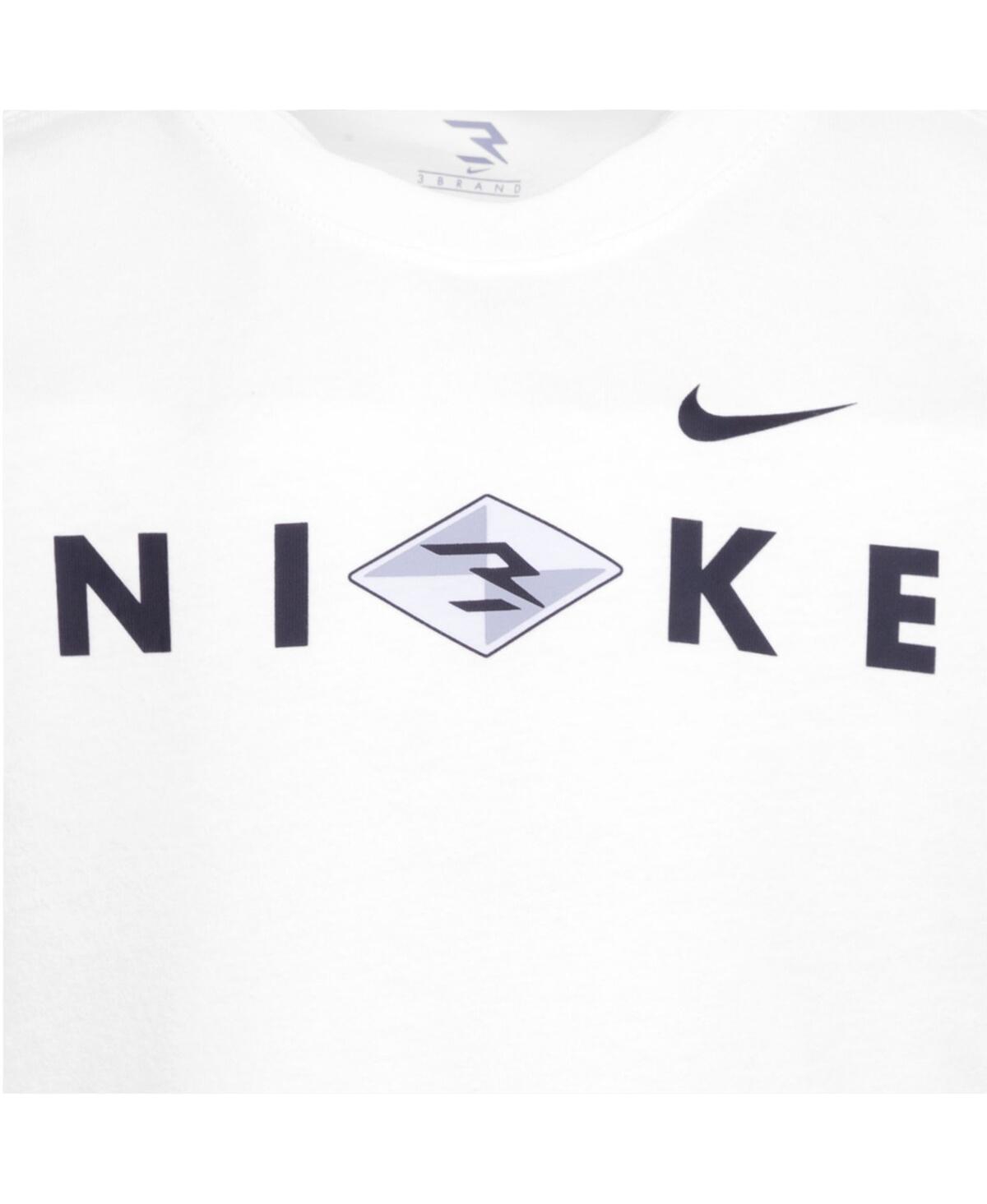Nike 3brand By Russell Wilson Preschool 2-piece White/gray Wordmark 2. 0 Fleece Long Sleeve T-shirt And Sweatpants Set In White,gray