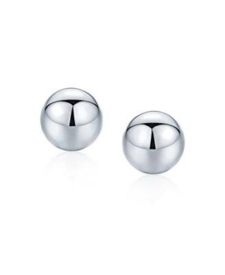 Minimalist Plain Simple Round Bead Ball Tragus Cartilage Stud Earrings Shiny Polish .925 Sterling Silver
