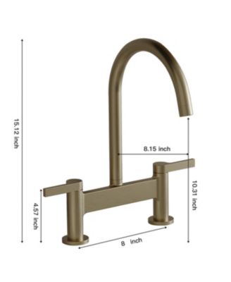 Modern Double Handle 2 Holes Deck Mount Bridge Kitchen Faucet With 360 Swivel Spout Sink Faucet In Brushed Nickel