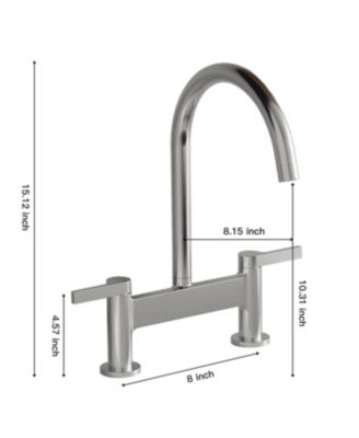 Modern Double Handle 2 Holes Deck Mount Bridge Kitchen Faucet With 360 Swivel Spout Sink Faucet In Brushed Nickel