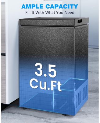 3.5 Cu.Ft Chest Freezer, Removable Basket, Bottom Drain, Freestanding Deep Freezer with Adjustable Thermostat