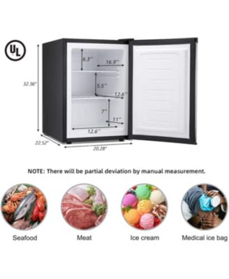 3.0 Cu.Ft Upright Mini Freezer – Compact Stainless Steel with Reversible Door, Temp Control & Removable Shelves for Dorm, Home, Office